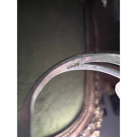 Size 10 Sterling Silver CZ Engagement Ring Twisted Pave Band S925 - Picture 7 of 8